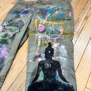 Winnie Woodson | Hand-Painted 'Earth Warrior' Old Navy Cargoes